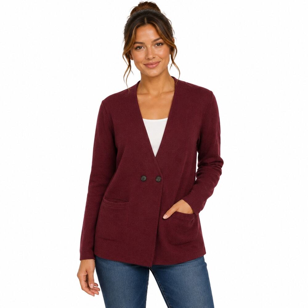 J.Crew Mercantile Women's Small Burgundy Open Cardigan Blazer Sweater Jacket